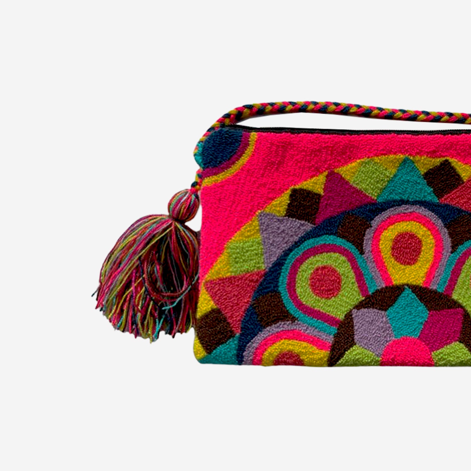 Bolso Wayuu tipo clutch grande - muy rosa 