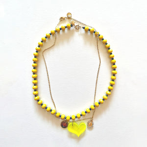 Conjunto collar de cristal amarillo y protección