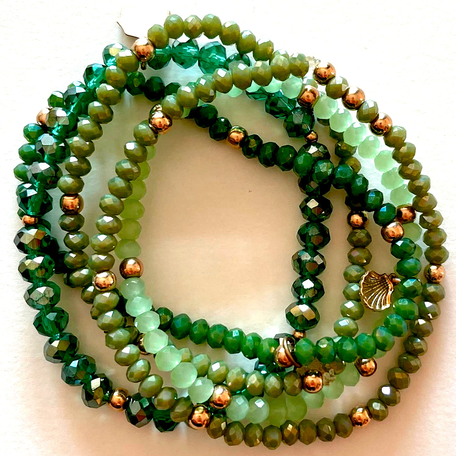 Pulseras de cristal verde