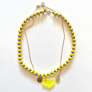 Conjunto collar de cristal amarillo y protección