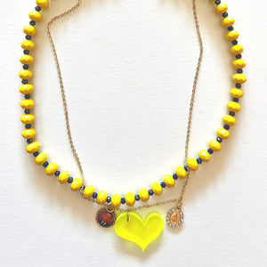 Conjunto collar de cristal amarillo y protección