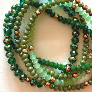 Pulseras de cristal verde