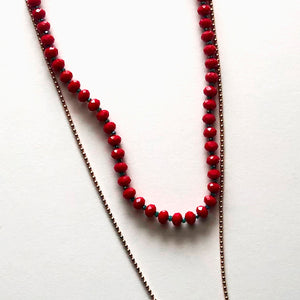 Conjunto de collar de cristal rojo y dragón