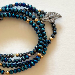 Pulseras de cristal azul oscuro